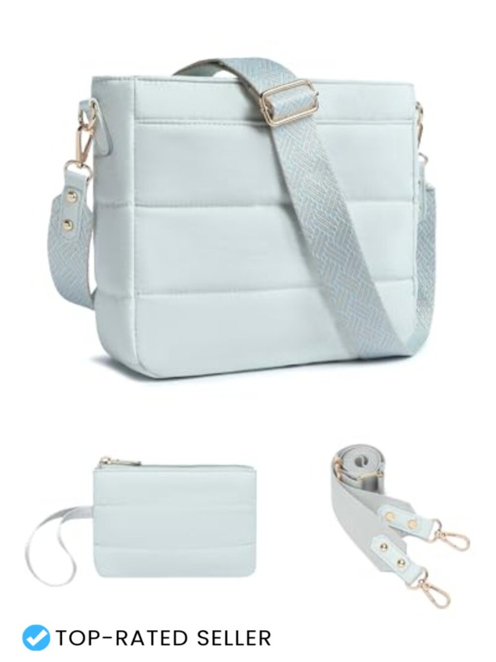 Puffer Quilted Crossbody Hobo Shoulder Bag Set Nylon 2PCS